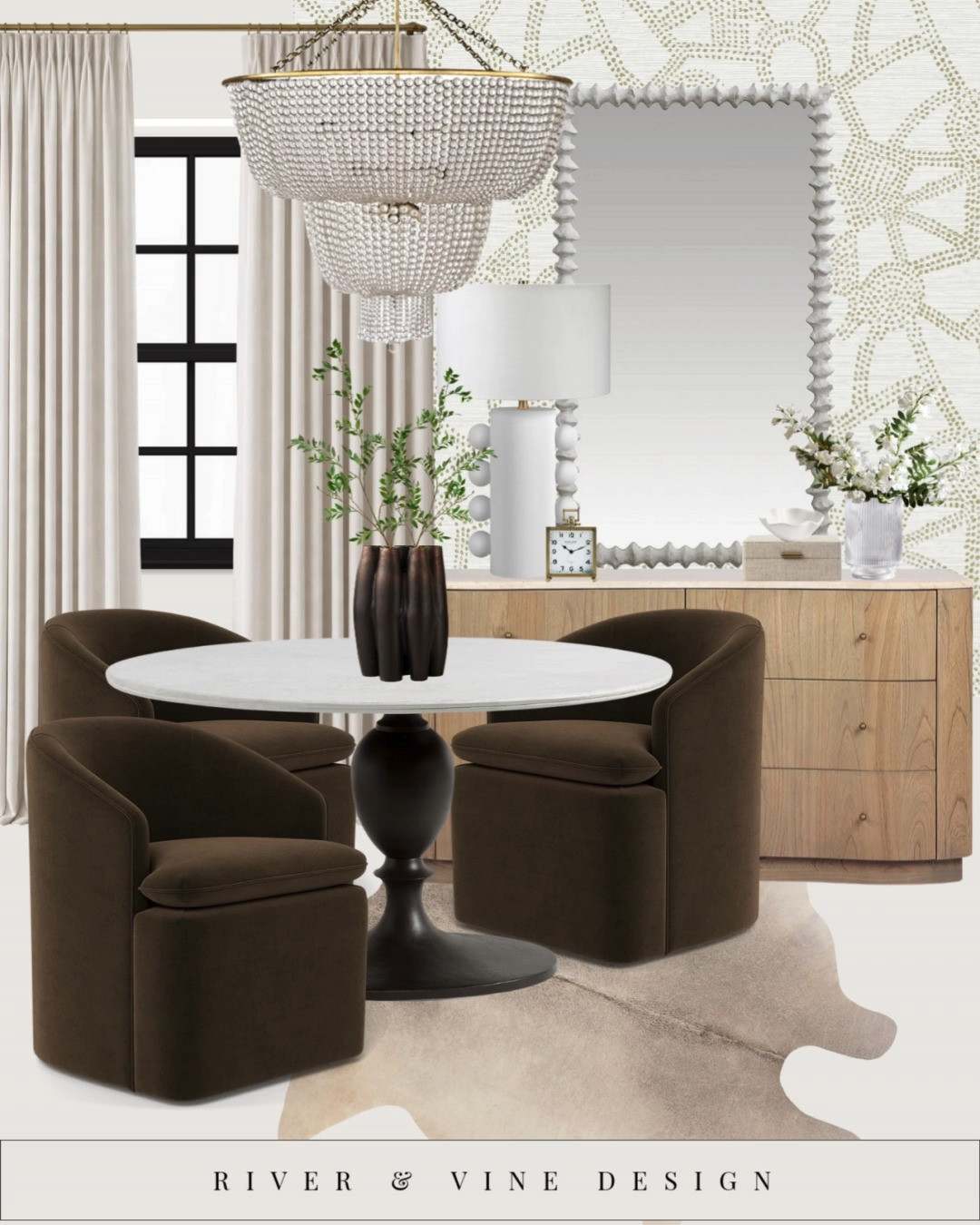 "When everything is neutral, the shapes matter more than the color.

In dining rooms especially, form does the heavy lifting. Rounded chairs make the space feel more inviting, a pedestal table keeps things visually light, and substantial materials prevent the room from feeling washed out.

This is how neutral dining spaces stay warm and livable instead of flat: curved silhouettes, grounded proportions, and just enough contrast in texture. Nothing loud, nothing trendy — just pieces that work together and hold their own.

Everything linked to recreate this dining setup 👇" 

 #LTKHome