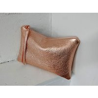 Large Rose Gold Supple Calfskin Clutch - Copper Or Black Leather Pouches Fall Wedding Evening Bag Zi | Etsy (US)
