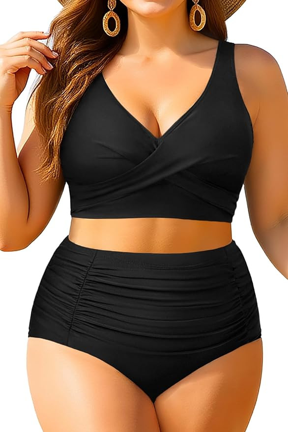 Aqua Eve Women Plus Size Two Piece Swimsuit High Waisted Bikini Set Tummy Control Bathing Suit | Amazon (US)