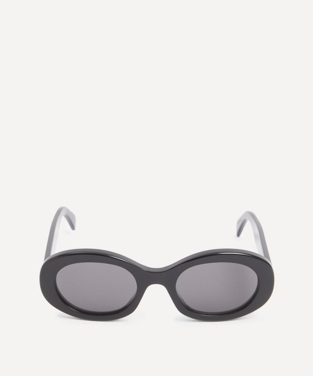 Celine Women's Triomphe Black Oval Acetate Sunglasses Shiny Black | Liberty London (UK)