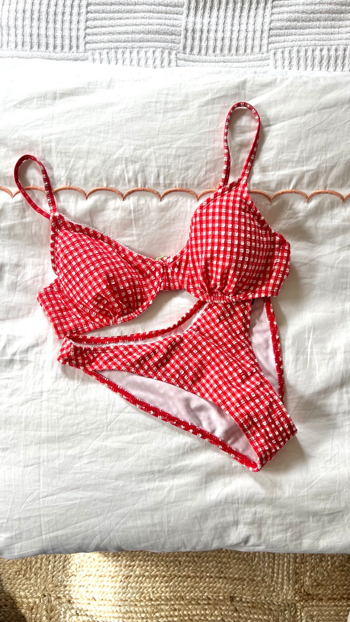In love. Classic 60’s vibes but really flattering style (I’ve learned for my small boobs I need an underwire for shape/definition). Size up though!! Teenager sizes and not super stretchy (so it stays put). I went up to a medium.

#LTKSwim #LTKSaleAlert