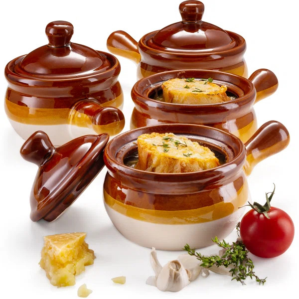 Amore 15 oz. French Onion Crock Soup Bowl (Set of 4) | Wayfair North America