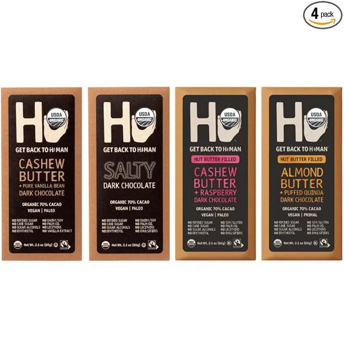 Chocolate Bar Variety Pack – 4 Flavors – Vegan, Paleo, Gluten-Free – No Dairy, No Refined S... | Amazon (US)
