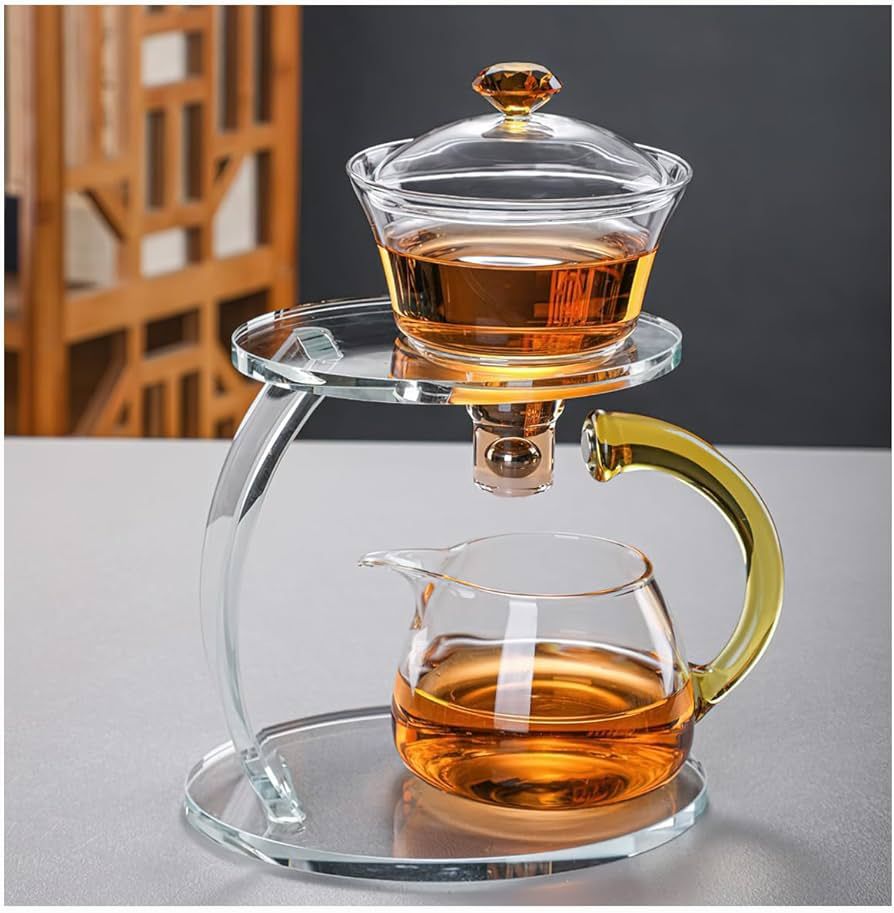 Magnetic Glass Tea Pot Semi Automatic lazy Kungfu Drip TeaPot Magnetic Rotation Heat Resistant Te... | Amazon (US)