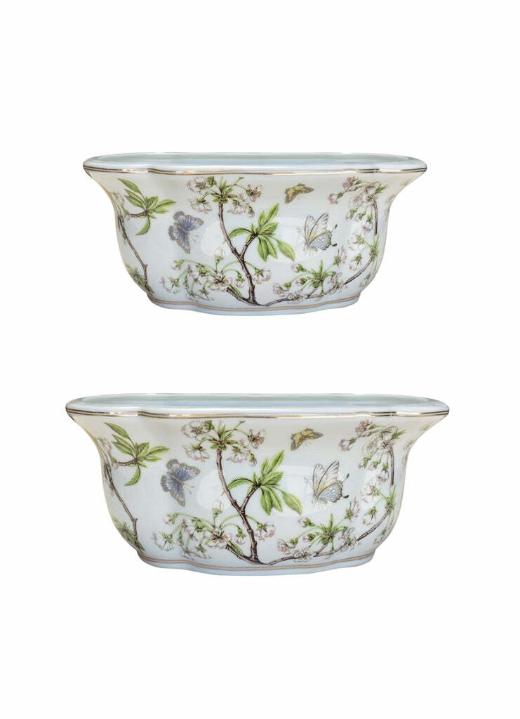 Set of 2 Cherry Blossom Porcelain Oval Planter | eBay US