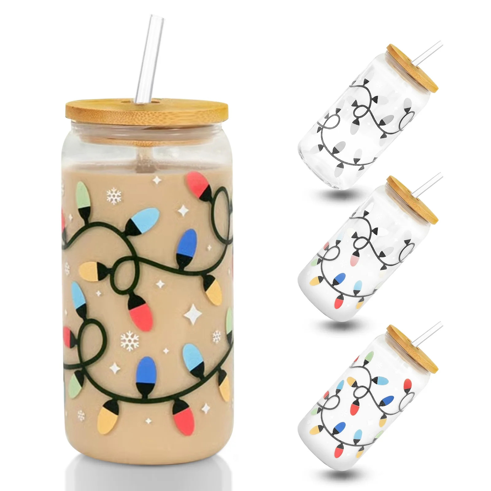 Christmas Gifts, Color Changing Christmas Lights Iced Coffee Can Glass, Christmas Glass Cup with ... | Walmart (US)