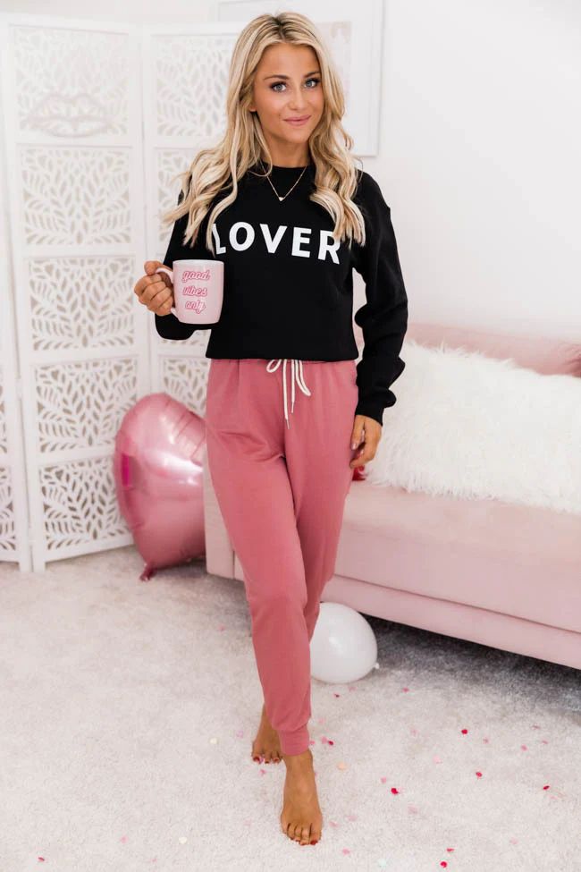 LOVER Block Black Graphic Sweatshirt | The Pink Lily Boutique