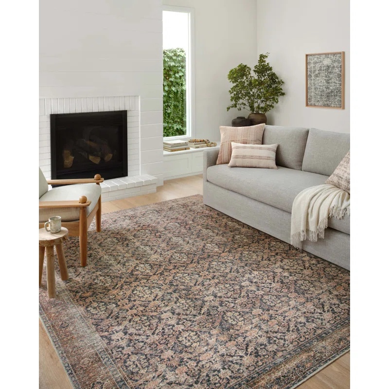 Billie Machine Woven / Power Loomed Performance Ink / Salmon Rug | Wayfair North America