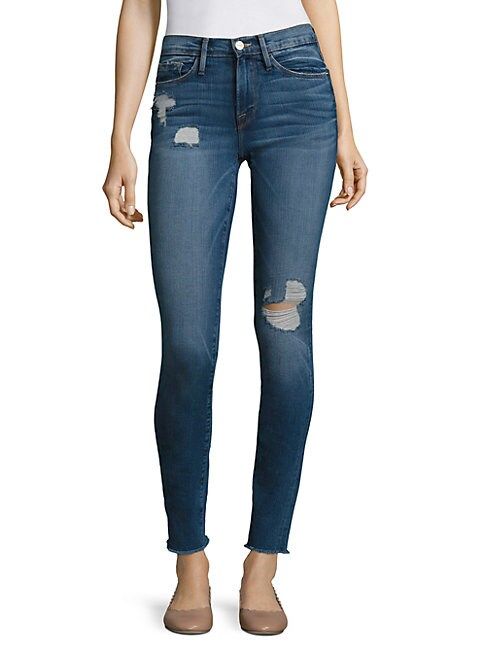 Le Skinny De Jeanne Distressed Frayed Hem Jeans | Saks Fifth Avenue OFF 5TH (Pmt risk)