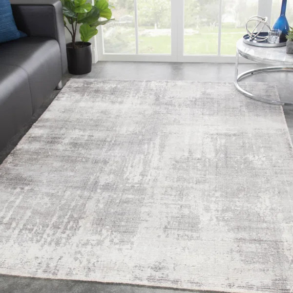 Knighten Abstract Hand Loomed Gray/White Area Rug | Wayfair North America