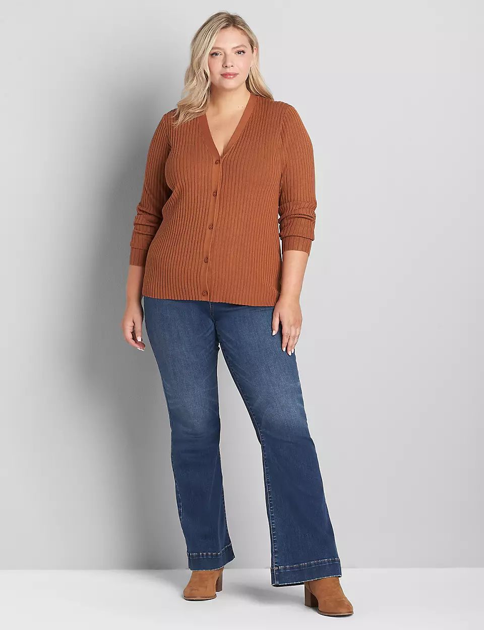 Ribbed Button-Front Cardigan | Lane Bryant (US)