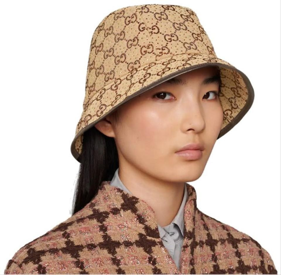 NEW GUCCI LUXURY CAMEL BROWN CRYSTALS GG FEDORA BUCKET HAT 57/M | eBay | eBay US