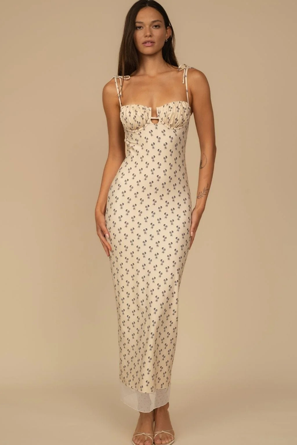 Cynthia Floral Petal Long Slip Dress | Montce