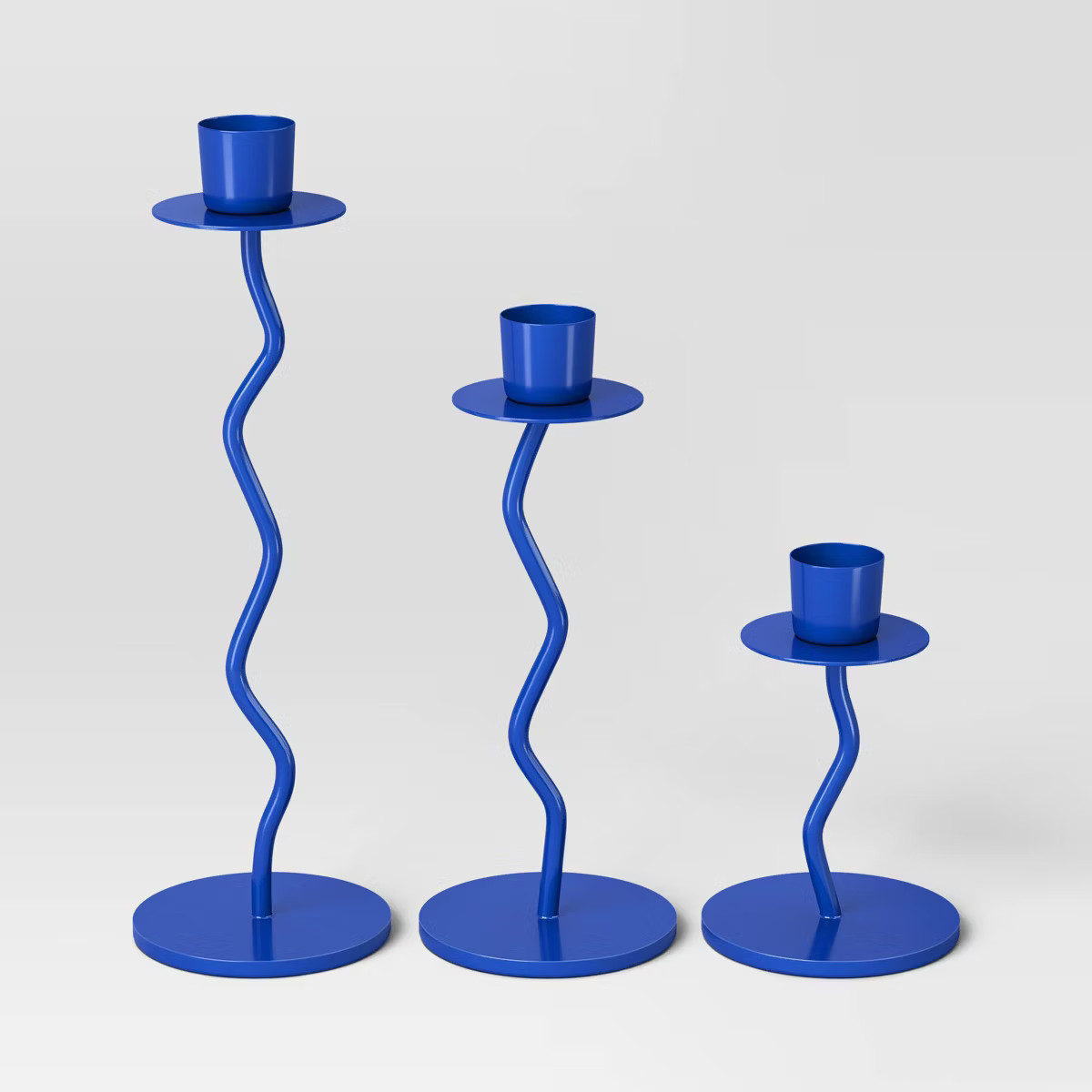 3pk Wavy Taper Candle Holder Set Blue - Room Essentials™ | Target