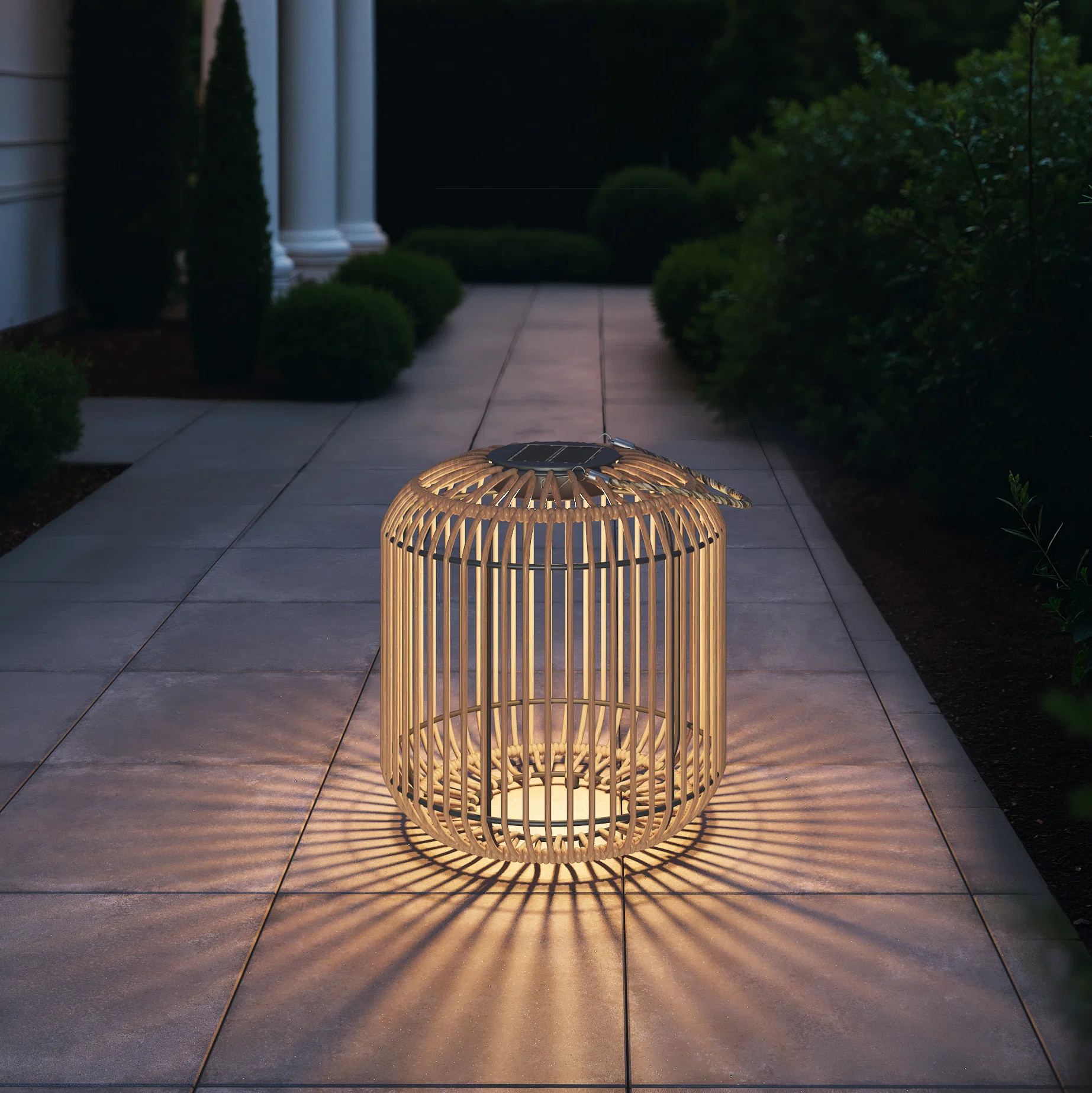 9.45" H All Iron Frame Rattan Lantern With Hemp Rope Handle | Wayfair North America