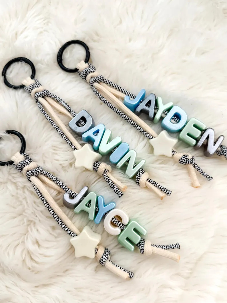 Custom Chunky letter- name keychain with star | Etsy (Global)