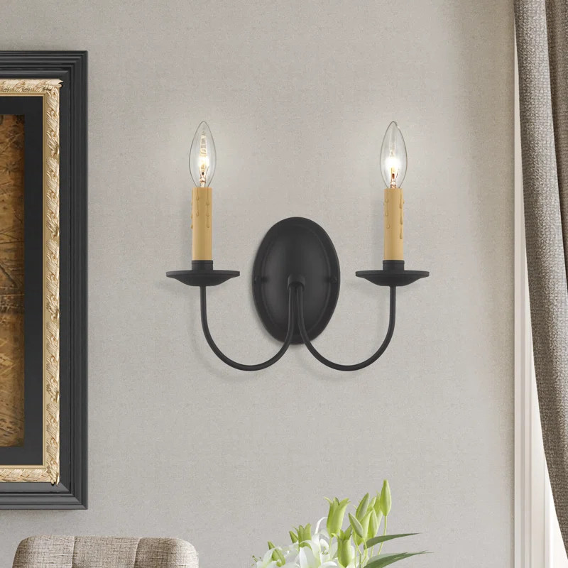 Eberhart 2 - Light Dimmable Black Candle Wall Light | Wayfair Professional