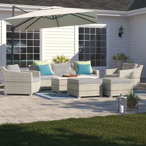 Falmouth Polyethylene (PE) Wicker 7 - Person Seating Group with Cushions | Wayfair North America