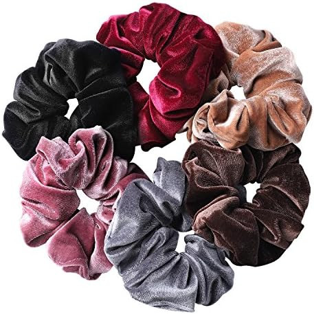 Amazon.com : Whaline 6 Big Hair Scrunchies Velvet Elastics Large Hair Bobble Scrunchy Hair Bands Wom | Amazon (US)