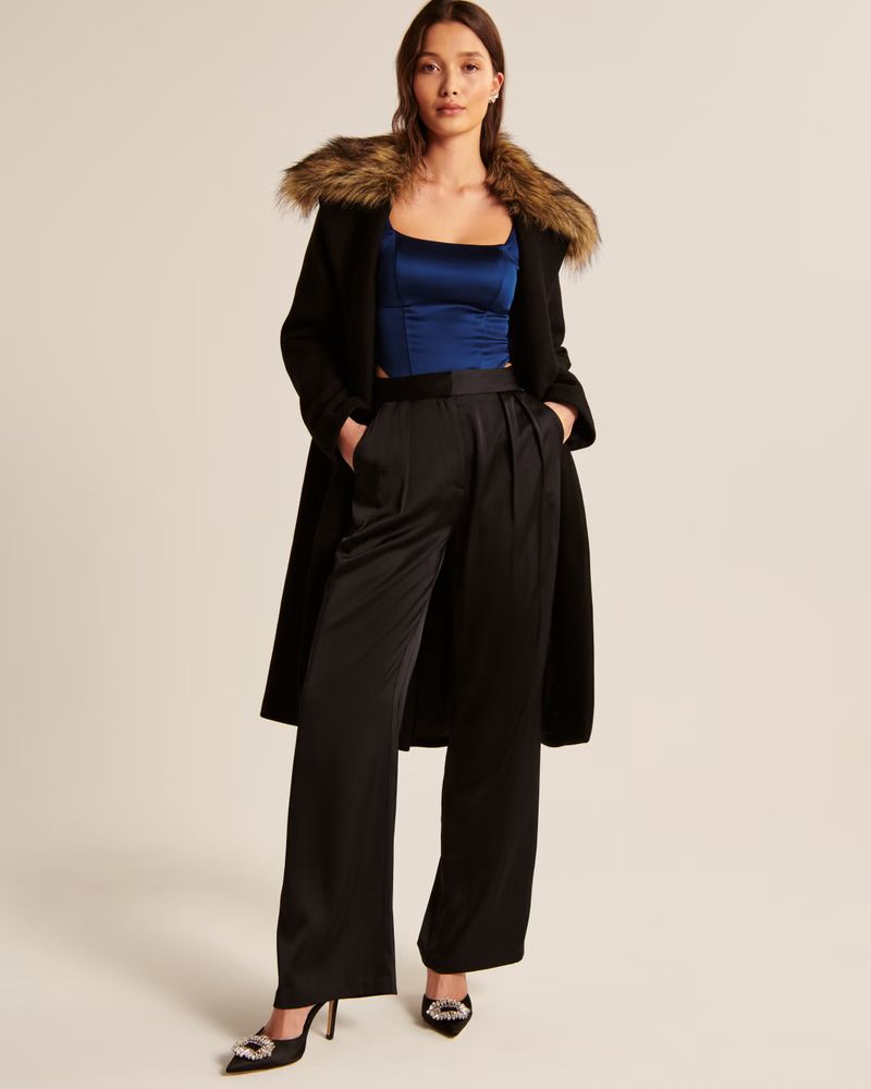 Women's Long-Length Wool-Blend Slim Coat | Women's | Abercrombie.com | Abercrombie & Fitch (US)