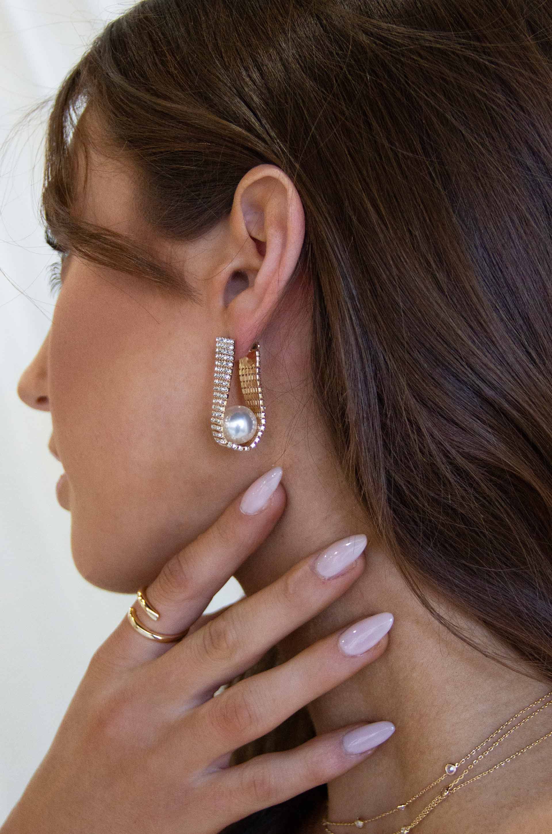 Swaddled Pearl Crystal Teardrop 18k Gold Plated Earrings | Ettika