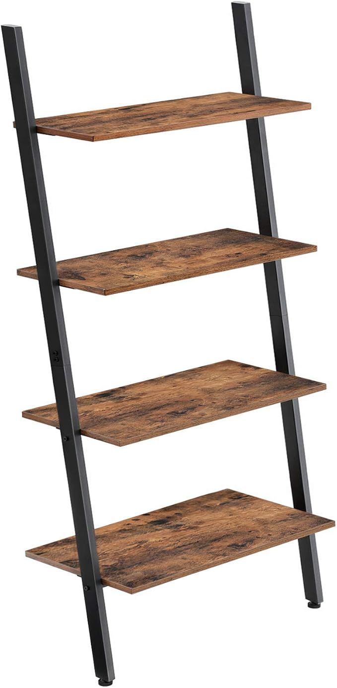 VASAGLE Industrial Ladder Shelf, 4-Tier Bookshelf, Storage Rack Shelves, for Living Room, Kitchen... | Amazon (US)