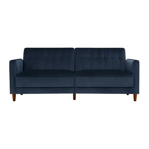 Imani Velvet 81.5" Wide Square Arm Convertible Sofa | Wayfair North America