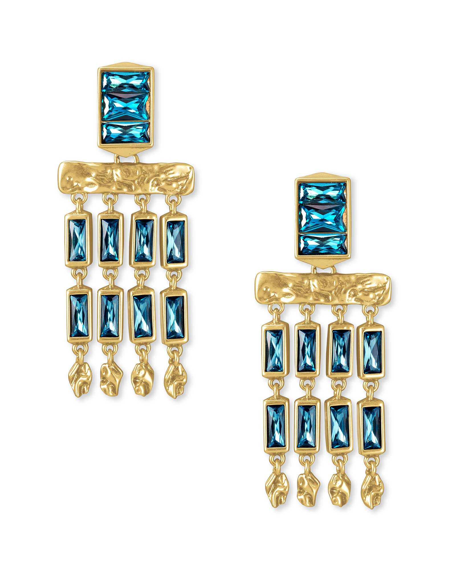 Jack Vintage Gold Small Statement Earrings in Teal Crystal | Kendra Scott