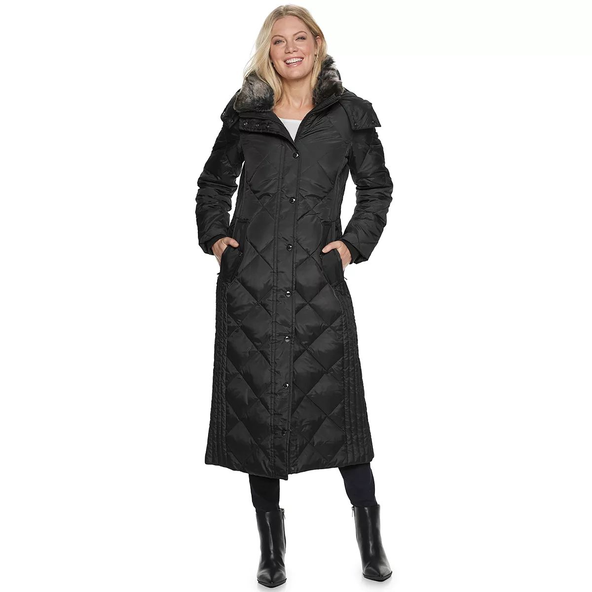 Women's TOWER by London Fog Hooded Quilted Puffer Down Maxi Coat | Kohl's