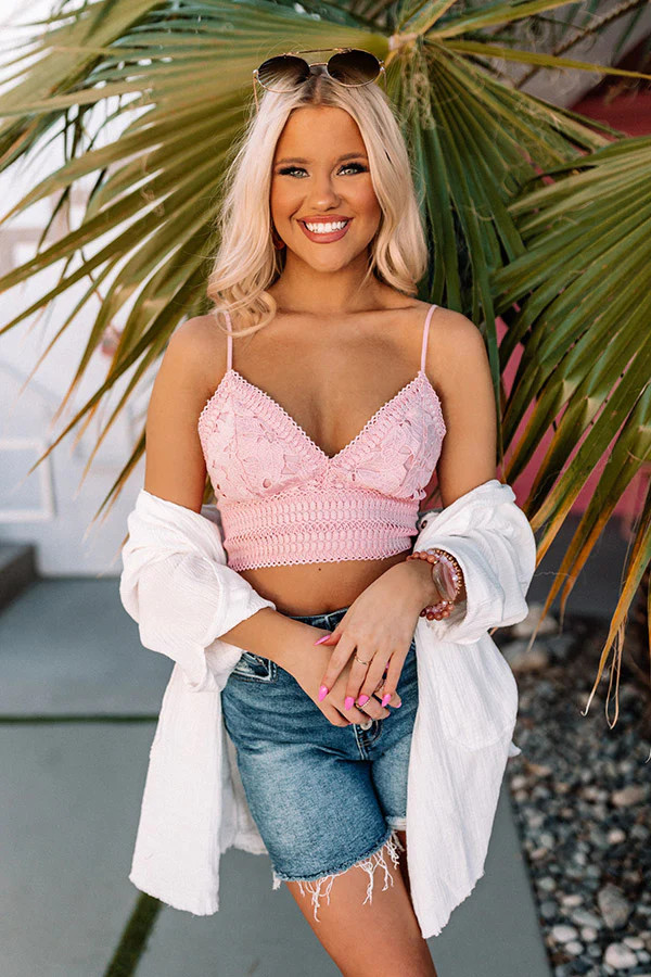 Tampa Nights Crochet Bralette In Light Pink | Impressions Online Boutique