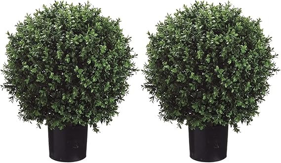 Silk Tree Warehouse Company Inc Two 2 Foot Outdoor Artificial Boxwood Ball Topiary Bushes Potted ... | Amazon (US)