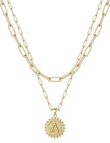 Yoosteel Easter Basket Stuffers Layered Initial Necklaces for Women Gifts - 14K Gold Plated Daint... | Amazon (US)