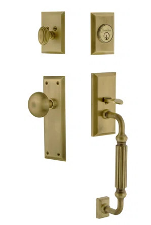 Grandeur Fifth Avenue Handleset with Single Cylinder Deadbolt and Door Knob and Rosette | Wayfair | Wayfair North America
