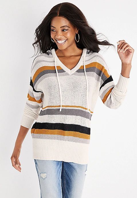 Striped Hooded Sweater | Maurices