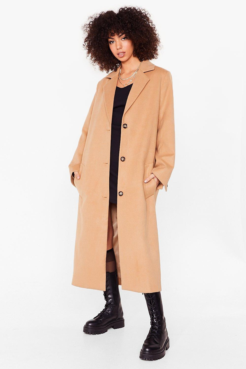 Womens I Wool Be Waitin' Faux Wool Longline Coat - Camel | NastyGal (US & CA)