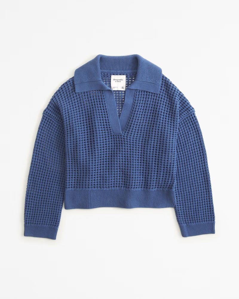 Mesh Notch-Neck Sweater | Abercrombie & Fitch (US)