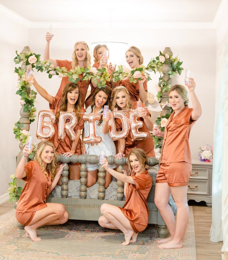 Bridesmaid Pajamasbridesmaid Pjsbridesmaid Sleepwearpajamas Pjs Shortspersonalized Satin Silk Paj... | Etsy (US)