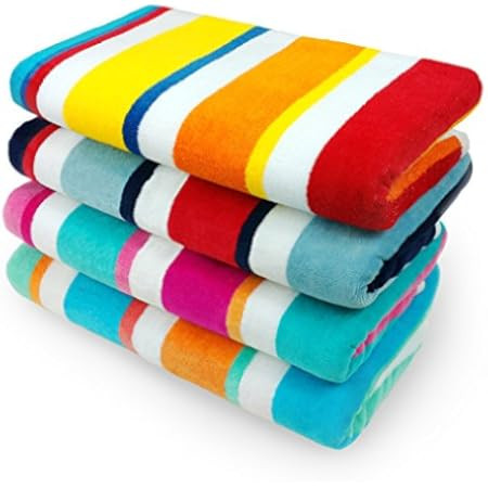 BolBom*S Beach Towel 100% Cotton Bath Towel, Pack of 6, Cabana Stripe Beach Towel, Large Pool Towels | Amazon (US)
