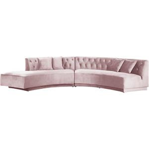 Meridian Furniture Kenzi 2pc Velvet Sectional in Pink | Cymax