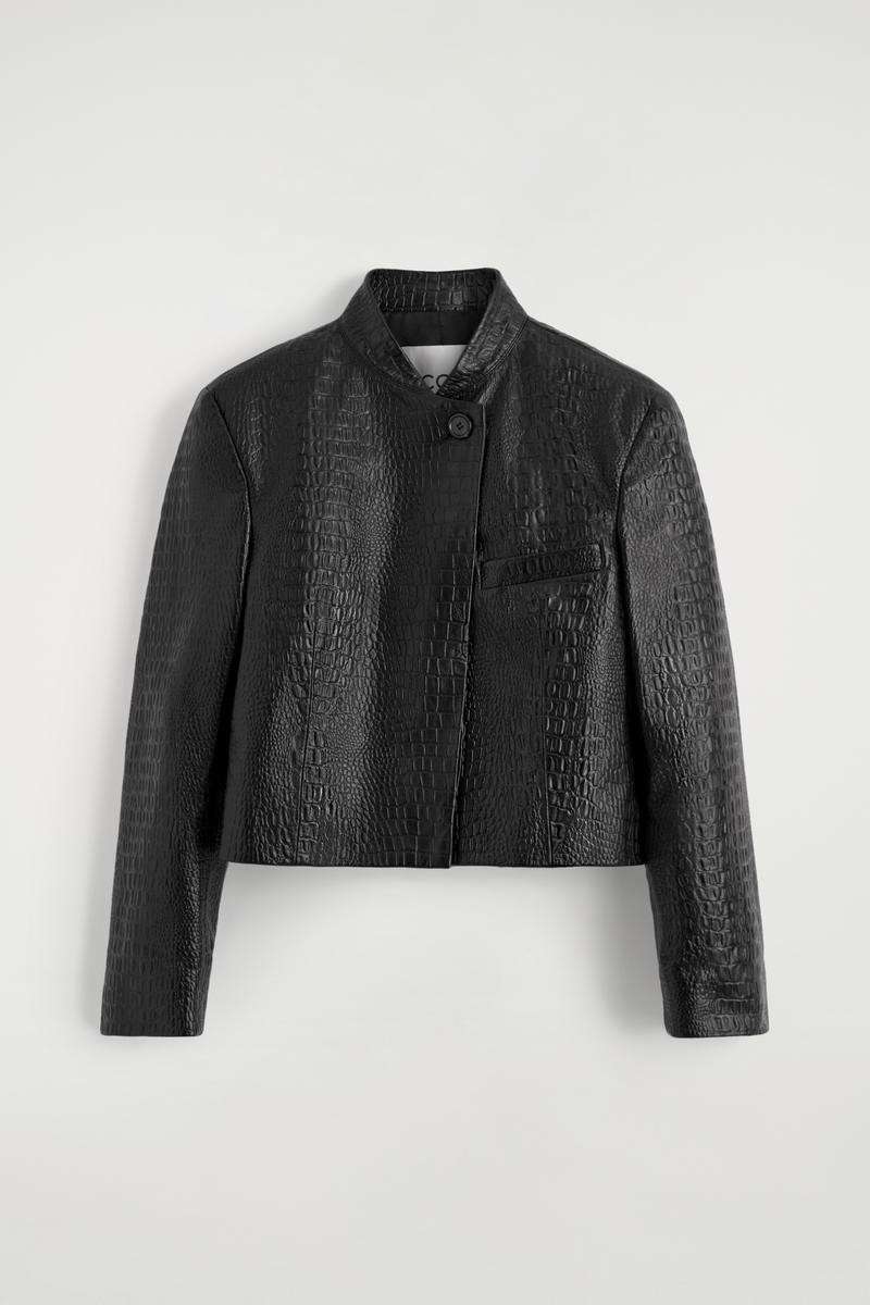 Cropped Croc-Effect Leather Blazer | COS UK
