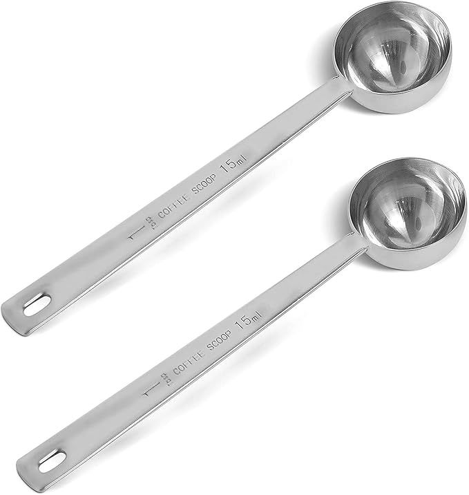 2-piece stainless steel coffee measuring spoon coffee scoop, coffee scoop 1 tablespoon, long hand... | Amazon (US)