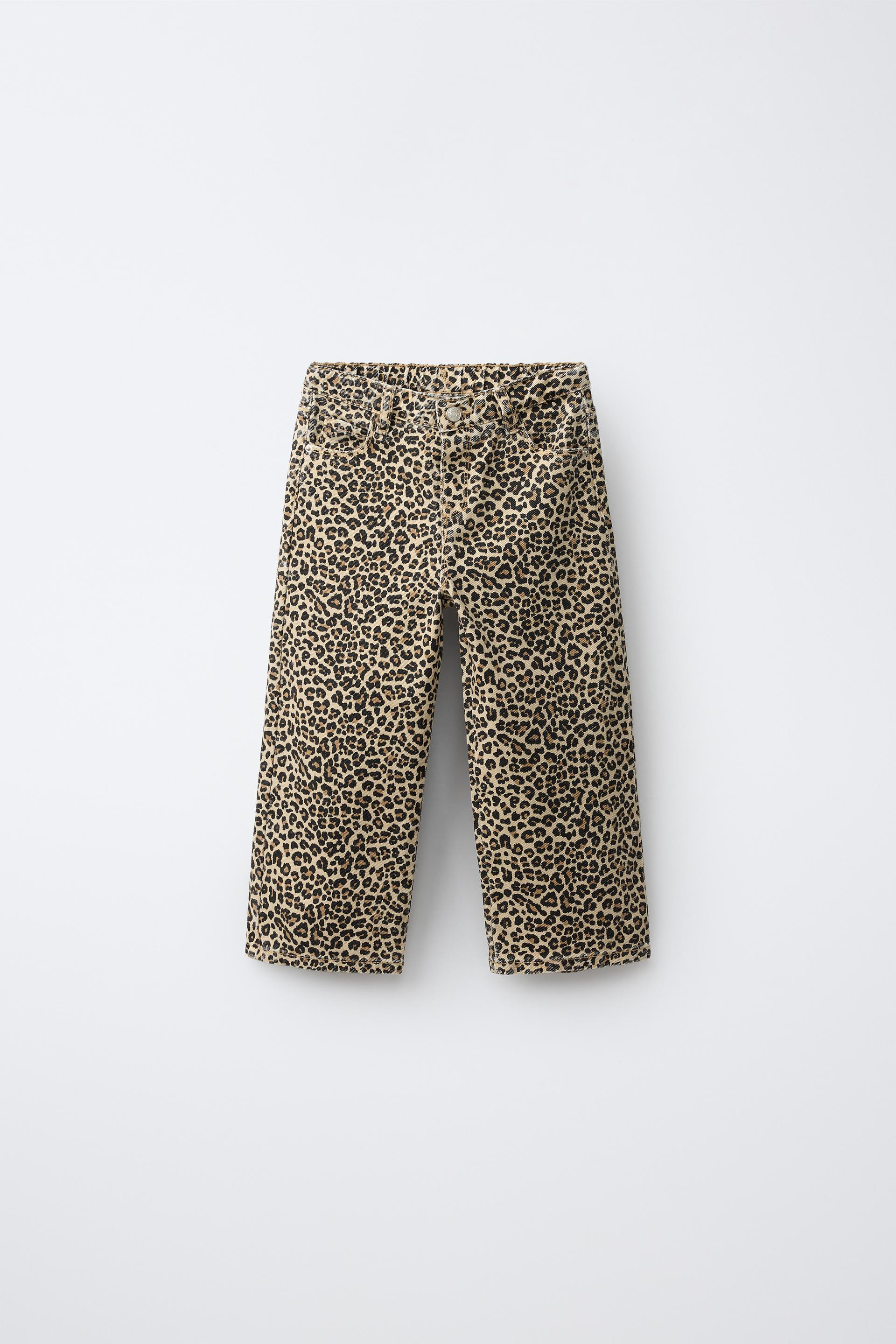 Zara - Animal Print Twill Wide Leg Pants - Brown - 3 Years (38,6 Inches) - Kids | Zara US