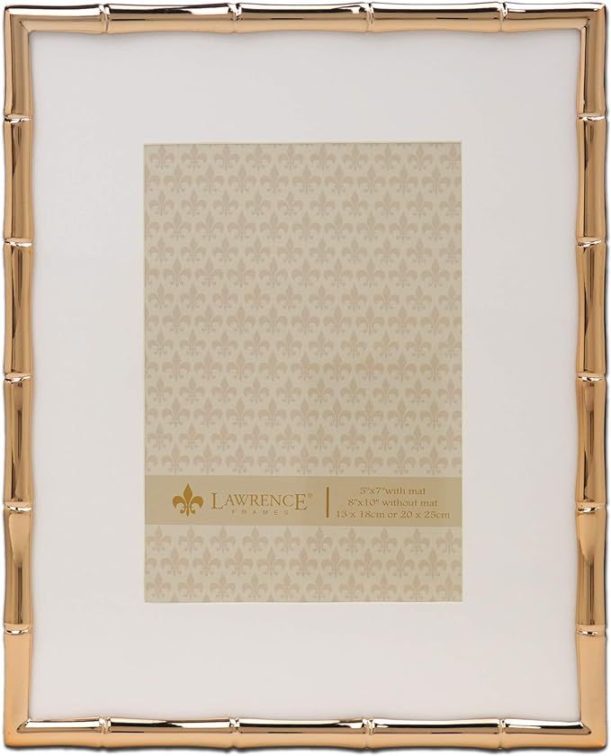 Lawrence Frames Bamboo Design Metal Frame, 8x10, Matted 5x7, Gold | Amazon (US)