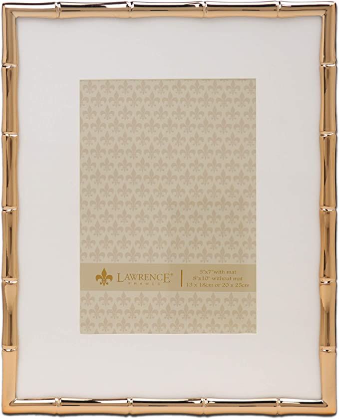 Lawrence Frames Bamboo Design Metal Frame, 8x10, Matted 5x7, Gold | Amazon (US)