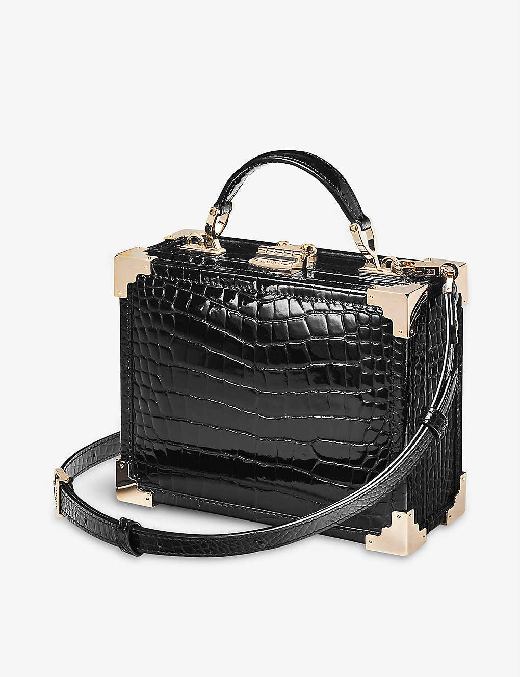 Trunk crocodile-embossed leather cross-body bag | Selfridges