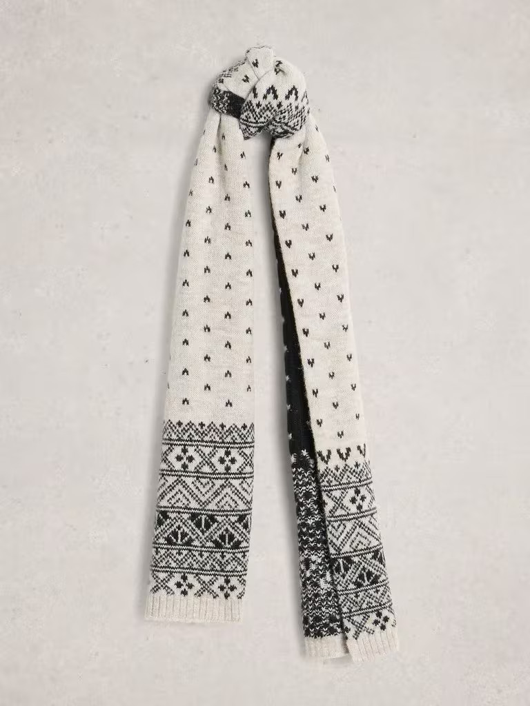 Fairisle Heart Scarf in NATURAL MULTI | White Stuff UK