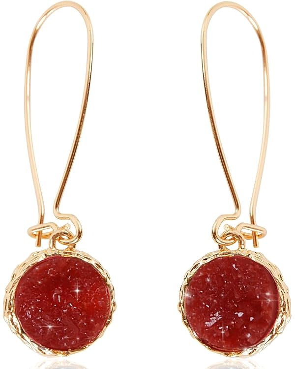 Humble Chic Simulated Druzy Threader Drop Earrings for Women - Gold, Silver, or Rose Gold Tone Tr... | Amazon (CA)