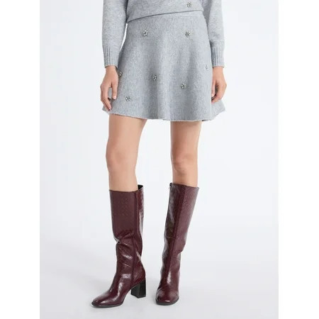Free Assembly Women's and Women’s Plus Embellished Mini Sweater Skirt, Sizes XS-4X | Walmart (US)