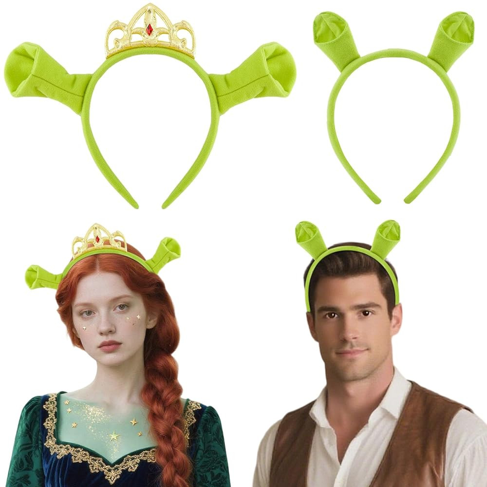 Green Ogre Ears Princess Headband with Ears and Crown for Women Adult Halloween Parties Cosplay C... | Amazon (US)