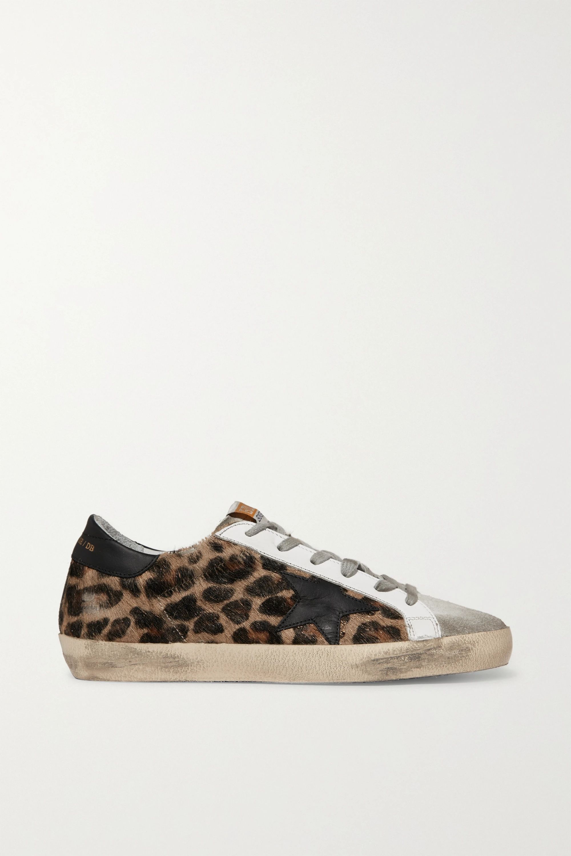 Superstar distressed leopard-print calf hair, leather and suede sneakers | NET-A-PORTER (US)